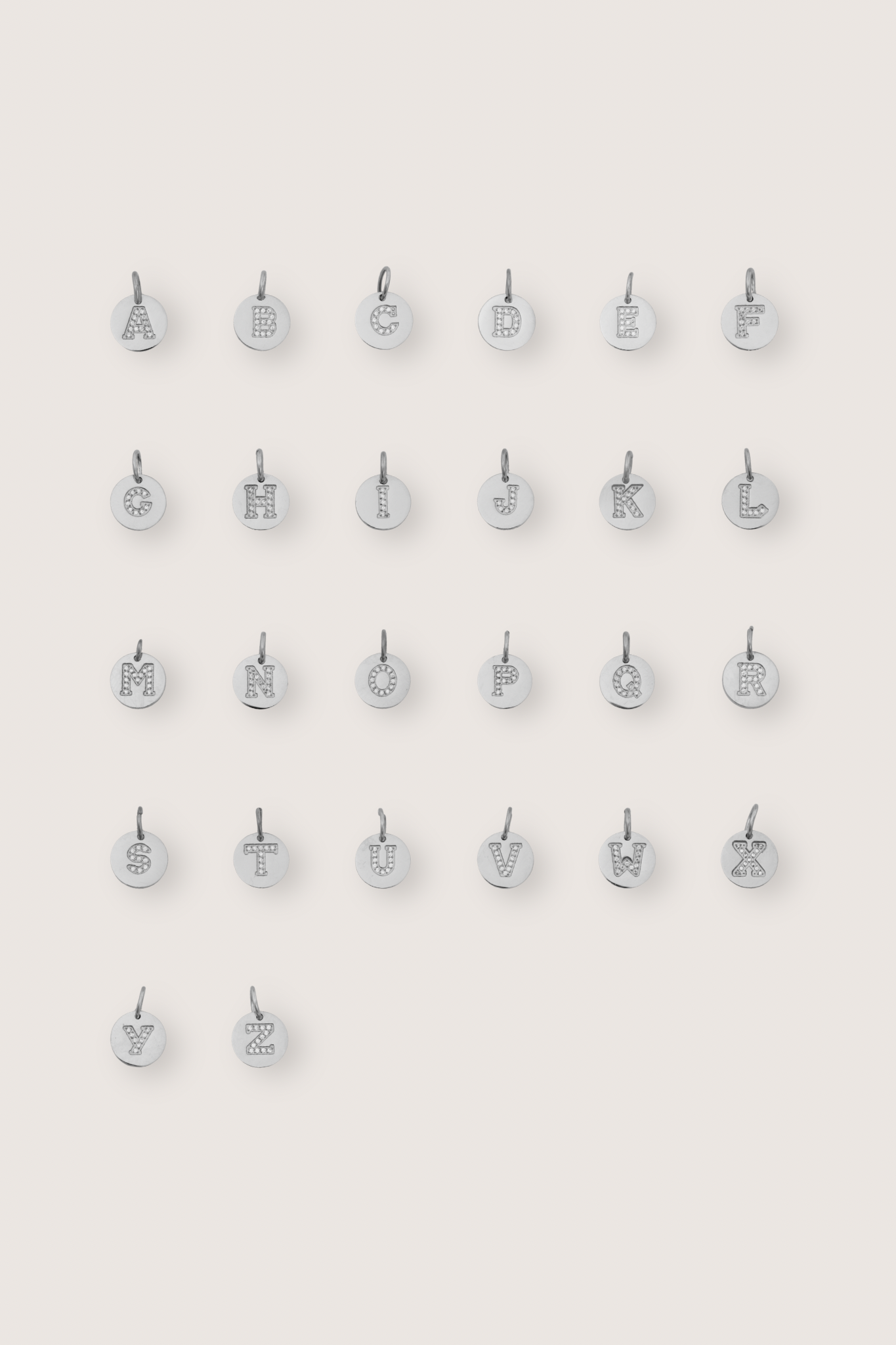 Crystal Letter Disc Charm