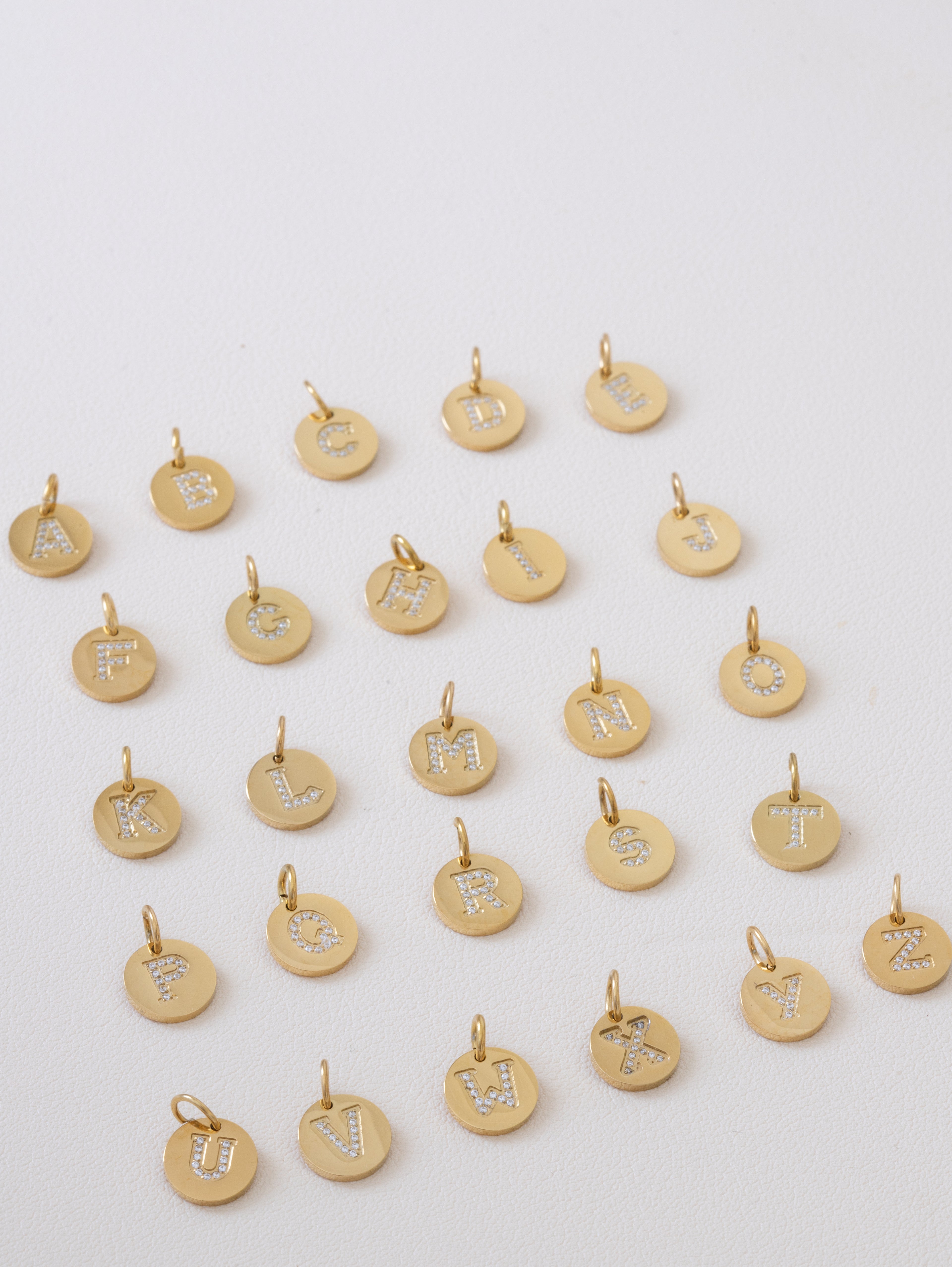 Crystal Letter Disc Charm