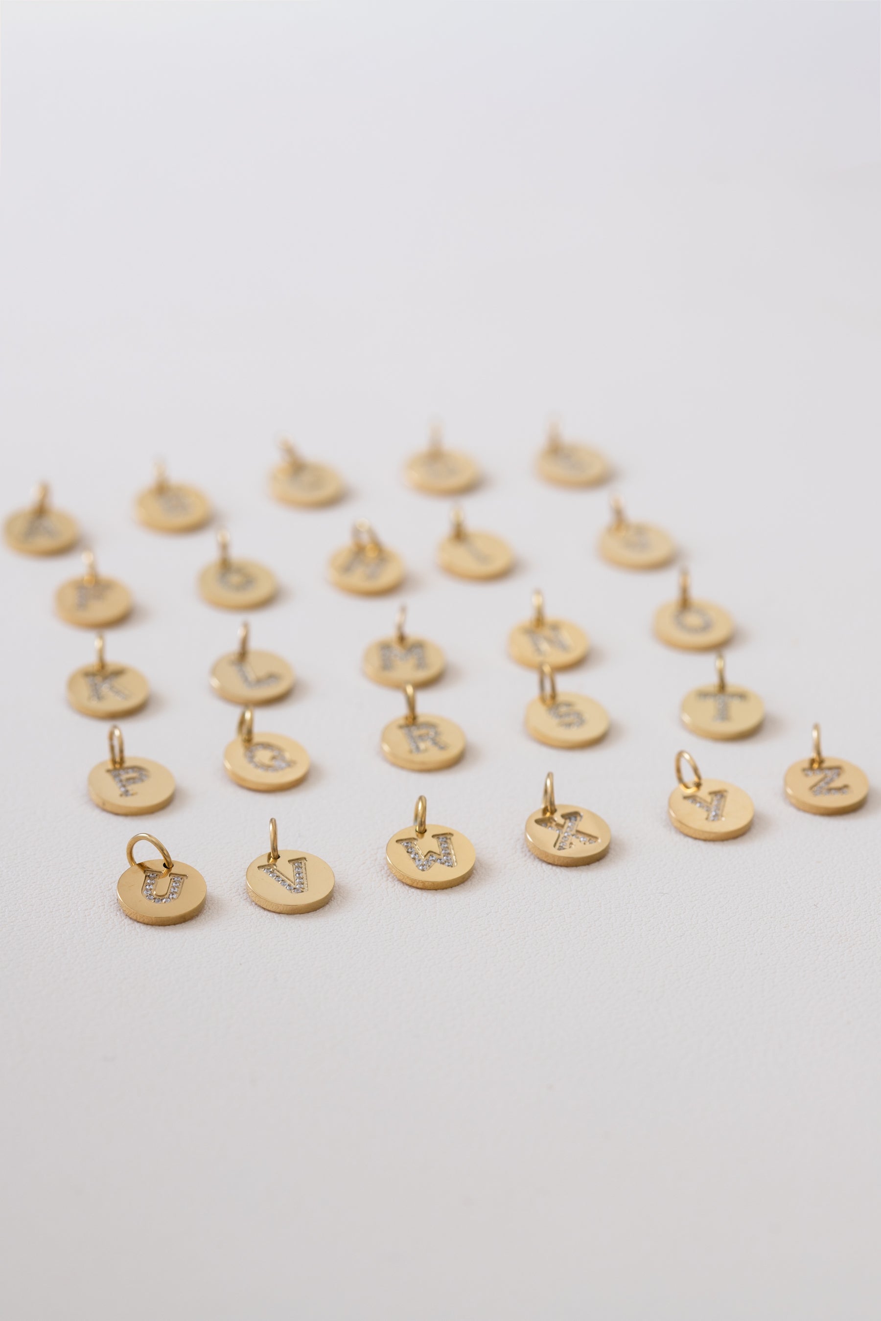 Crystal Letter Disc Charm