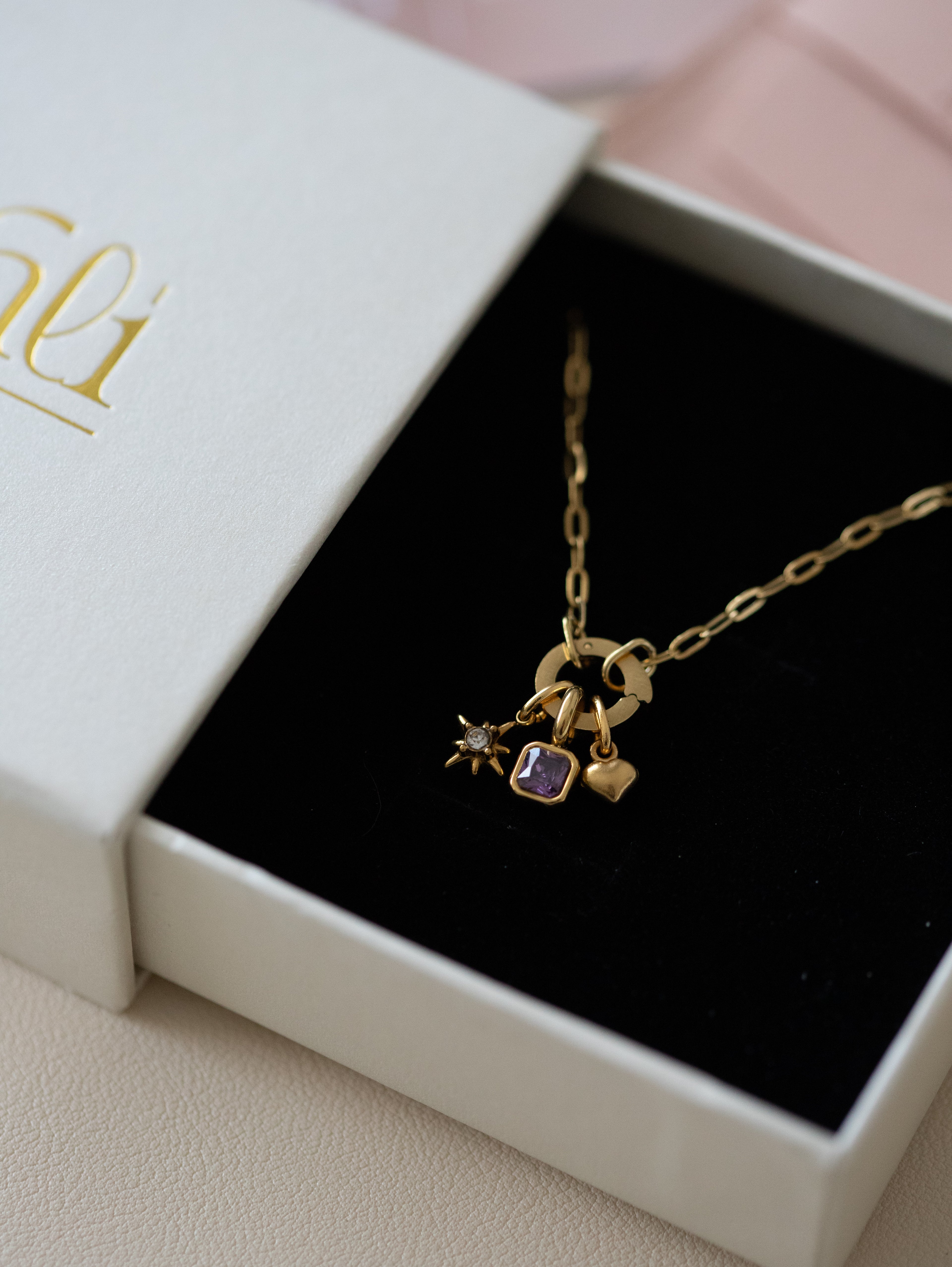 Square Birthstone Charm