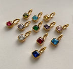 Square Birthstone Charm