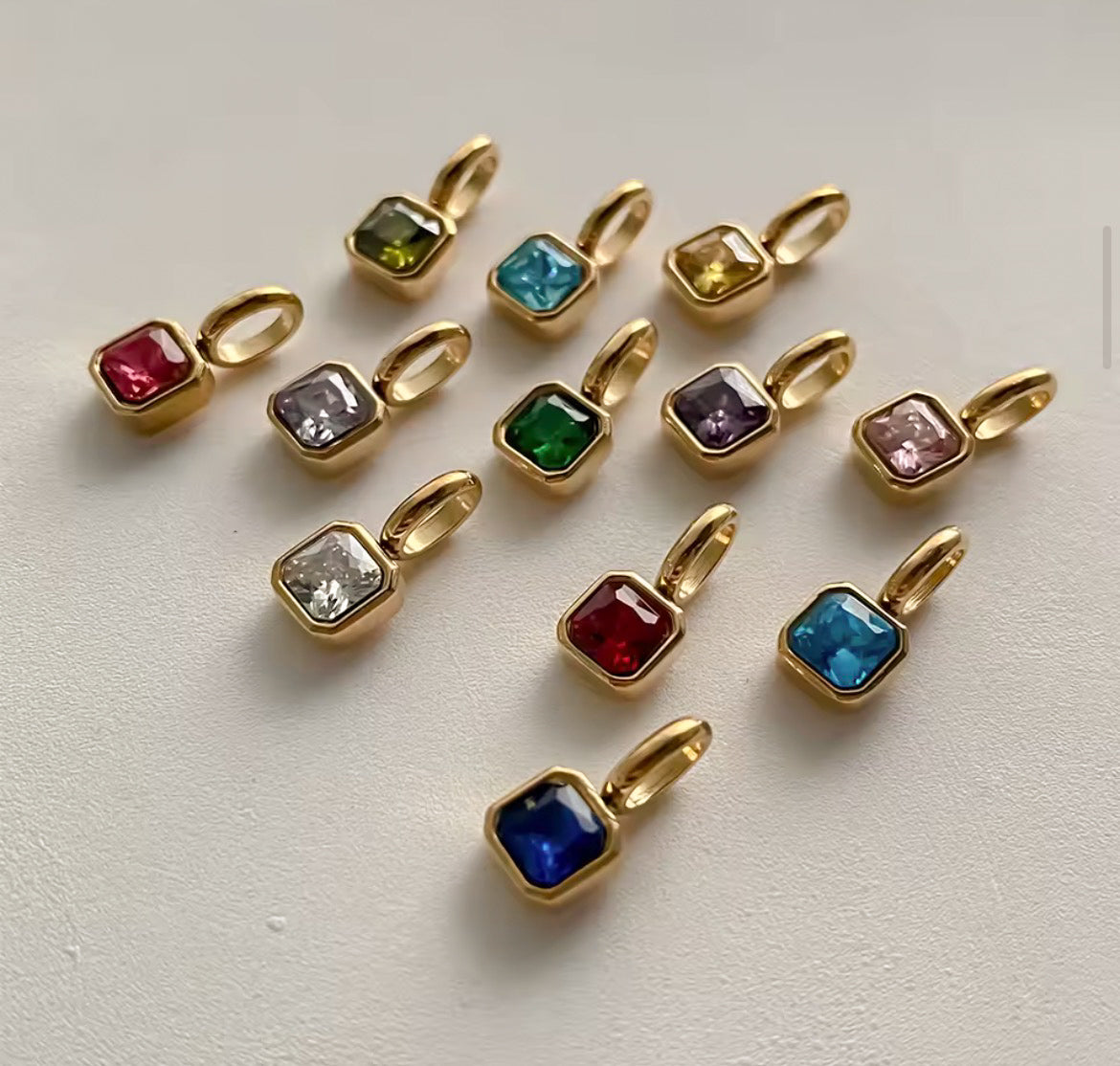 Square Birthstone Charm