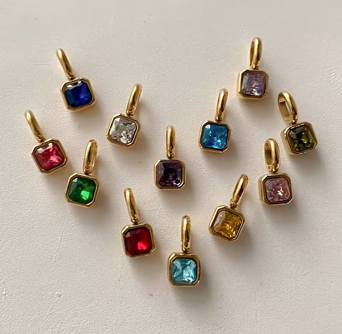 Square Birthstone Charm
