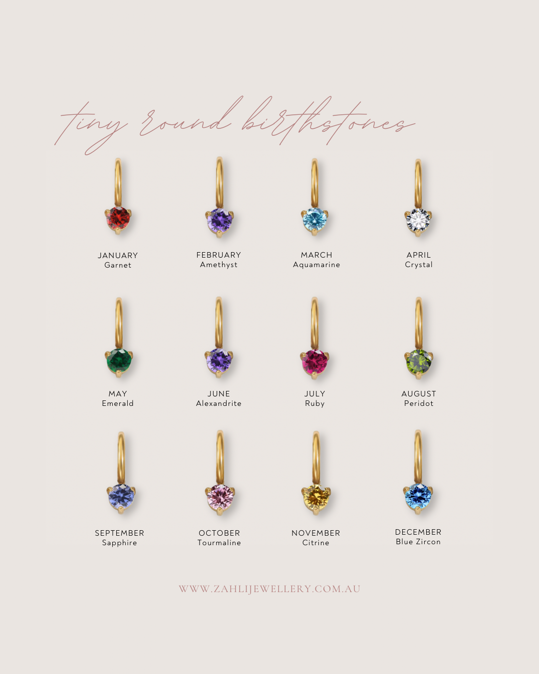 Tiny Round Birthstone Charm