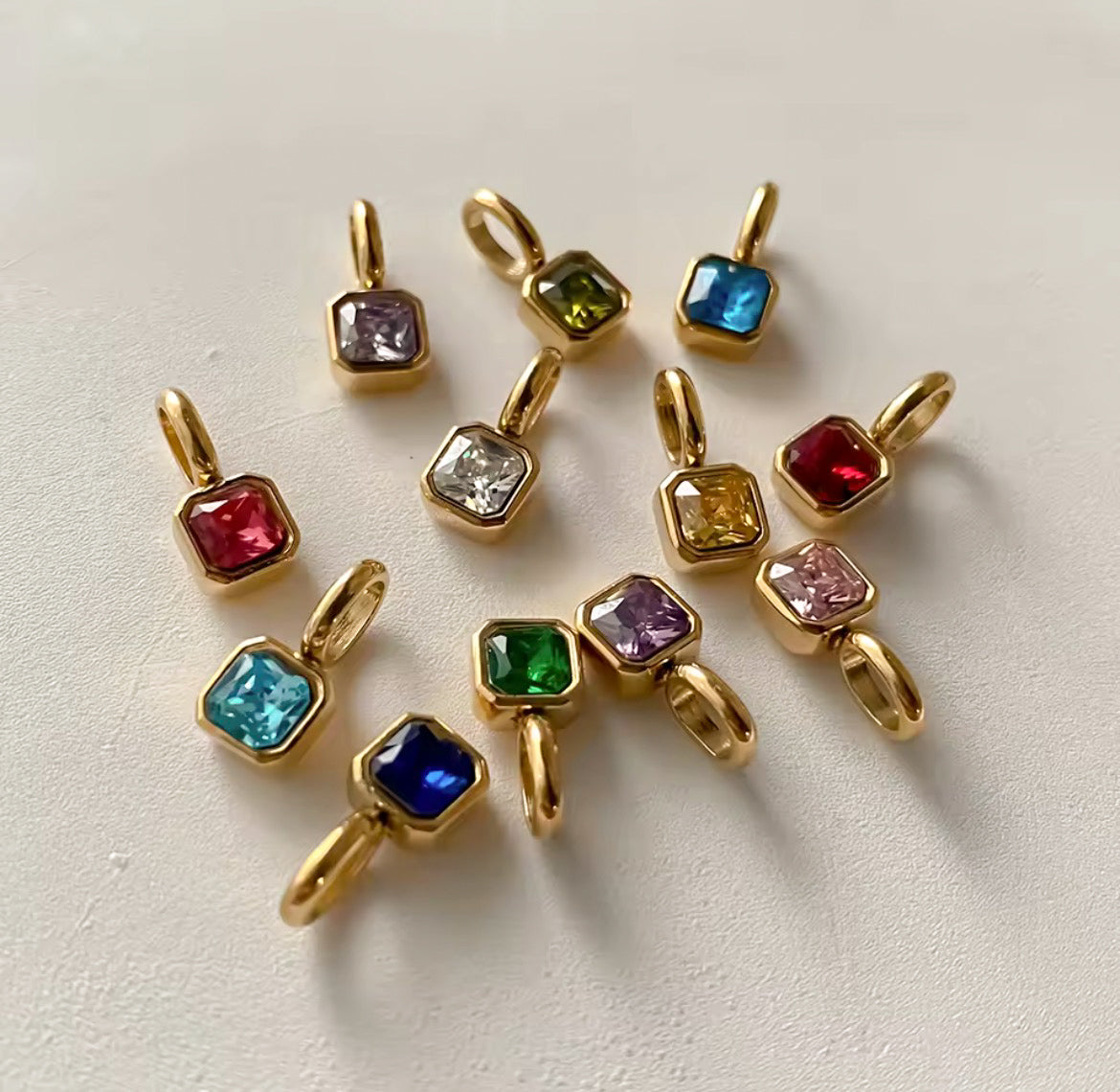 Square Birthstone Charm