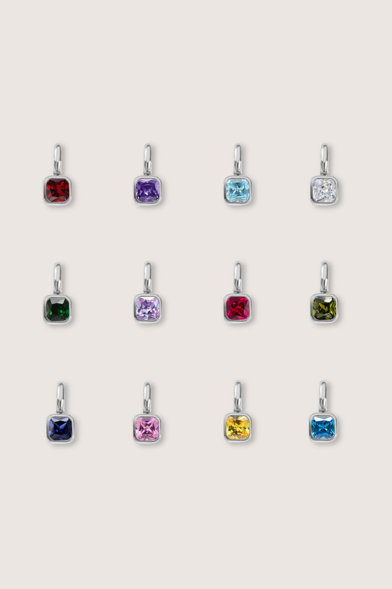 Square Birthstone Charm