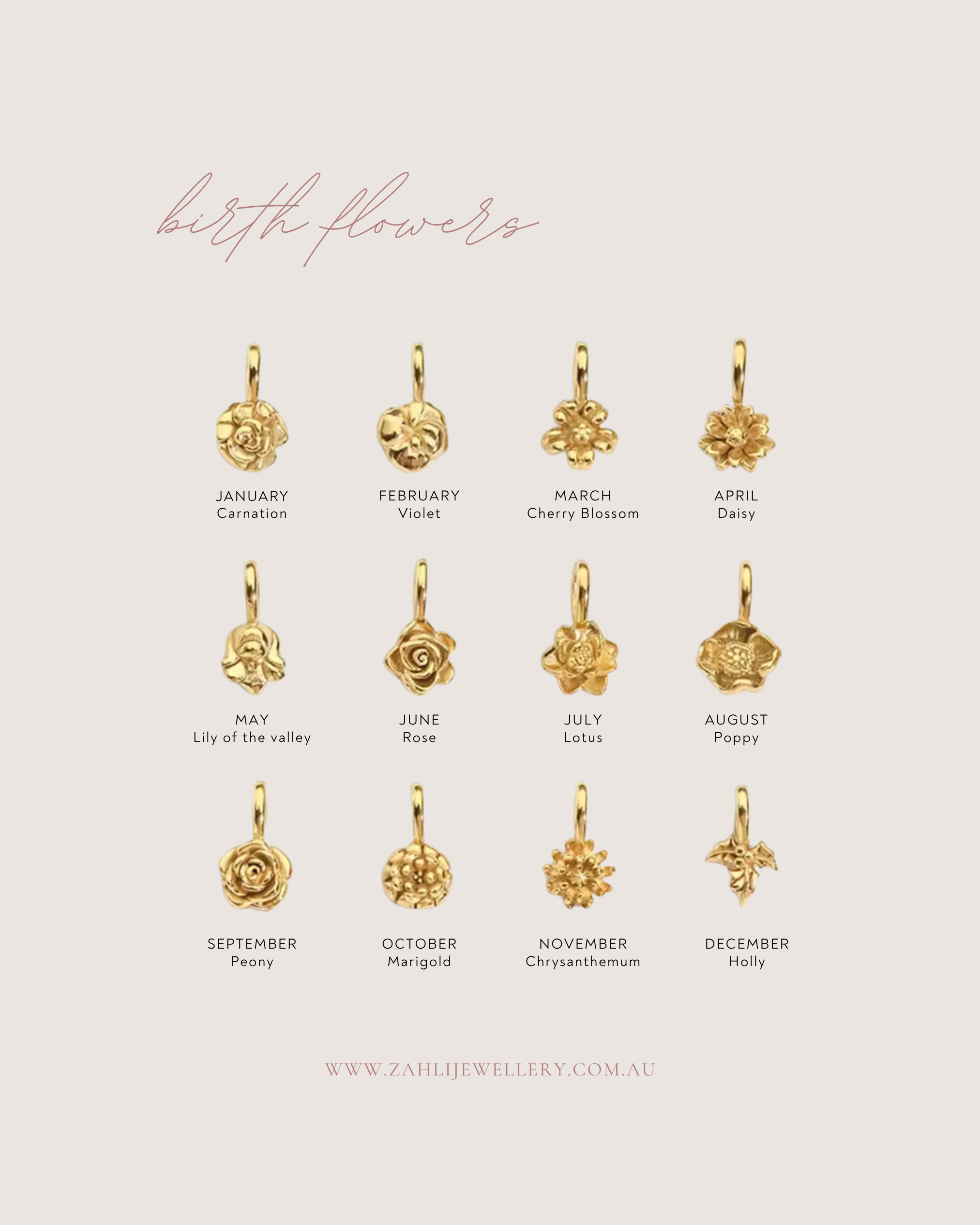 Birth Flower Charm