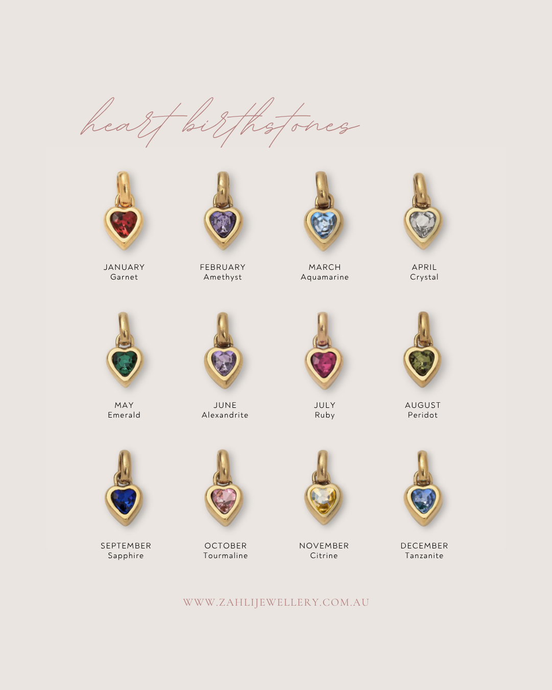 Heart Birthstone Charm